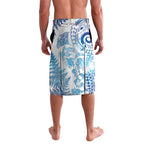 New Zealand Sea Animals Lavalava with Maori Koru Tribal Tattoo and Silver Ferns Galaxy Style
