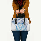 New Zealand Sea Animals Leather Bag with Maori Koru Tribal Tattoo and Silver Ferns Galaxy Style