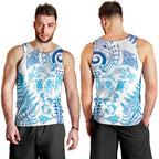 New Zealand Sea Animals Men Tank Top with Maori Koru Tribal Tattoo and Silver Ferns Galaxy Style