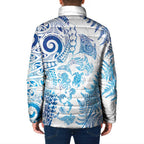 New Zealand Sea Animals Padded Jacket with Maori Koru Tribal Tattoo and Silver Ferns Galaxy Style