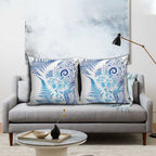New Zealand Sea Animals Pillow Cover with Maori Koru Tribal Tattoo and Silver Ferns Galaxy Style