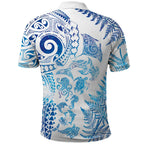 New Zealand Sea Animals Polo Shirt with Maori Koru Tribal Tattoo and Silver Ferns Galaxy Style