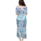 New Zealand Sea Animals Puletasi with Maori Koru Tribal Tattoo and Silver Ferns Galaxy Style