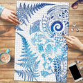 New Zealand Sea Animals Puzzle with Maori Koru Tribal Tattoo and Silver Ferns Galaxy Style