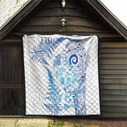 New Zealand Sea Animals Quilt with Maori Koru Tribal Tattoo and Silver Ferns Galaxy Style