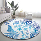 New Zealand Sea Animals Round Carpet with Maori Koru Tribal Tattoo and Silver Ferns Galaxy Style