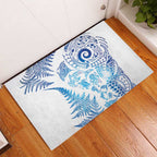 New Zealand Sea Animals Rubber Doormat with Maori Koru Tribal Tattoo and Silver Ferns Galaxy Style