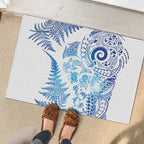 New Zealand Sea Animals Rubber Doormat with Maori Koru Tribal Tattoo and Silver Ferns Galaxy Style