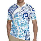 New Zealand Sea Animals Rugby Jersey with Maori Koru Tribal Tattoo and Silver Ferns Galaxy Style