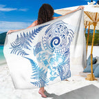 New Zealand Sea Animals Sarong with Maori Koru Tribal Tattoo and Silver Ferns Galaxy Style