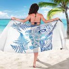 New Zealand Sea Animals Sarong with Maori Koru Tribal Tattoo and Silver Ferns Galaxy Style