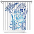 New Zealand Sea Animals Shower Curtain with Maori Koru Tribal Tattoo and Silver Ferns Galaxy Style