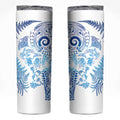 New Zealand Sea Animals Skinny Tumbler with Maori Koru Tribal Tattoo and Silver Ferns Galaxy Style