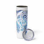 New Zealand Sea Animals Skinny Tumbler with Maori Koru Tribal Tattoo and Silver Ferns Galaxy Style