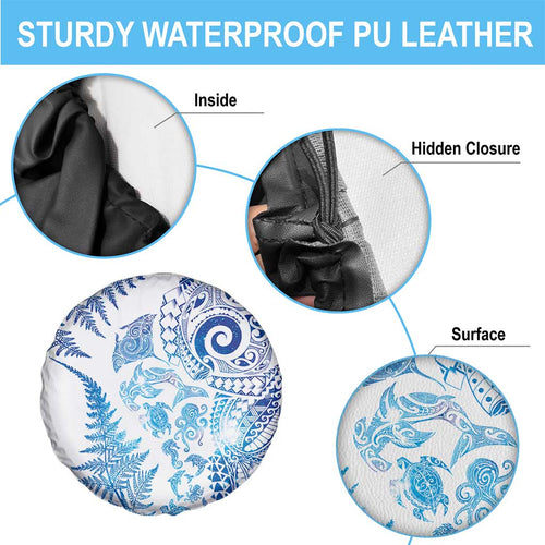 New Zealand Sea Animals Spare Tire Cover with Maori Koru Tribal Tattoo and Silver Ferns Galaxy Style