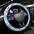 New Zealand Sea Animals Steering Wheel Cover with Maori Koru Tribal Tattoo and Silver Ferns Galaxy Style