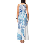 New Zealand Sea Animals Tank Maxi Dress with Maori Koru Tribal Tattoo and Silver Ferns Galaxy Style