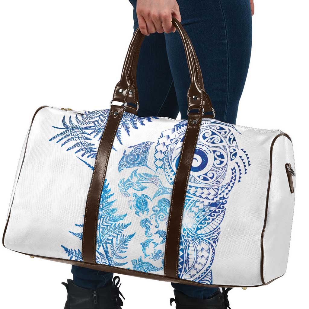 New Zealand Sea Animals Travel Bag with Maori Koru Tribal Tattoo and Silver Ferns Galaxy Style