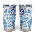 New Zealand Sea Animals Tumbler Cup with Maori Koru Tribal Tattoo and Silver Ferns Galaxy Style