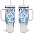 New Zealand Sea Animals Tumbler With Handle with Maori Koru Tribal Tattoo and Silver Ferns Galaxy Style