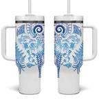 New Zealand Sea Animals Tumbler With Handle with Maori Koru Tribal Tattoo and Silver Ferns Galaxy Style