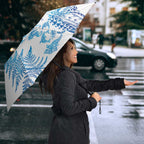 New Zealand Sea Animals Umbrella with Maori Koru Tribal Tattoo and Silver Ferns Galaxy Style