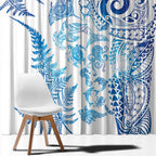 New Zealand Sea Animals Window Curtain with Maori Koru Tribal Tattoo and Silver Ferns Galaxy Style