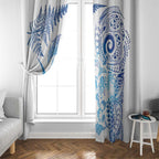 New Zealand Sea Animals Window Curtain with Maori Koru Tribal Tattoo and Silver Ferns Galaxy Style