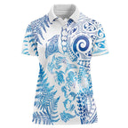 New Zealand Sea Animals Women Polo Shirt with Maori Koru Tribal Tattoo and Silver Ferns Galaxy Style
