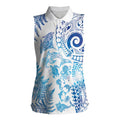 New Zealand Sea Animals Women Sleeveless Polo Shirt with Maori Koru Tribal Tattoo and Silver Ferns Galaxy Style