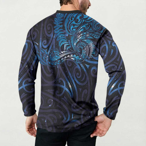 New Zealand New Year-Matariki Button Sweatshirt Aotearoa Maori Tattoo Galaxy Sky