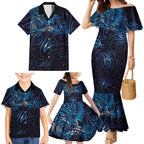New Zealand New Year-Matariki Family Matching Mermaid Dress and Hawaiian Shirt Aotearoa Maori Tattoo Galaxy Sky