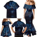 New Zealand New Year-Matariki Family Matching Mermaid Dress and Hawaiian Shirt Aotearoa Maori Tattoo Galaxy Sky