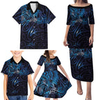 New Zealand New Year-Matariki Family Matching Puletasi and Hawaiian Shirt Aotearoa Maori Tattoo Galaxy Sky