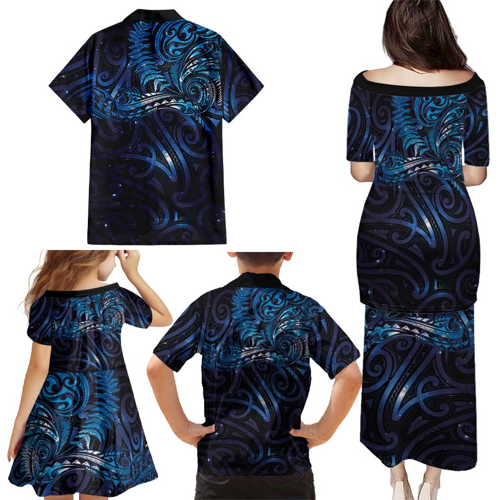 New Zealand New Year-Matariki Family Matching Puletasi and Hawaiian Shirt Aotearoa Maori Tattoo Galaxy Sky