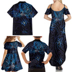 New Zealand New Year-Matariki Family Matching Summer Maxi Dress and Hawaiian Shirt Aotearoa Maori Tattoo Galaxy Sky
