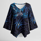 New Zealand New Year-Matariki Kimono Sleeve Blouse Aotearoa Maori Tattoo Galaxy Sky