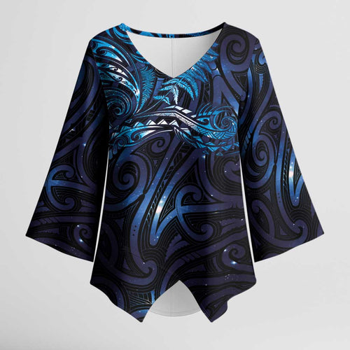 New Zealand New Year-Matariki Kimono Sleeve Blouse Aotearoa Maori Tattoo Galaxy Sky