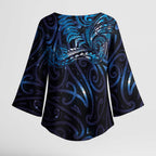 New Zealand New Year-Matariki Kimono Sleeve Blouse Aotearoa Maori Tattoo Galaxy Sky