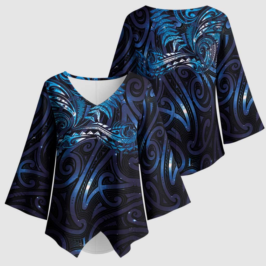 New Zealand New Year-Matariki Kimono Sleeve Blouse Aotearoa Maori Tattoo Galaxy Sky