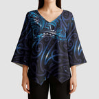 New Zealand New Year-Matariki Kimono Sleeve Blouse Aotearoa Maori Tattoo Galaxy Sky