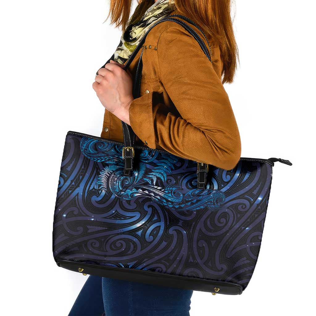 New Zealand New Year-Matariki Leather Tote Bag Aotearoa Maori Tattoo Galaxy Sky