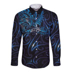 New Zealand New Year-Matariki Long Sleeve Button Shirt Aotearoa Maori Tattoo Galaxy Sky