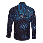 New Zealand New Year-Matariki Long Sleeve Button Shirt Aotearoa Maori Tattoo Galaxy Sky