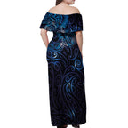 New Zealand New Year-Matariki Off Shoulder Maxi Dress Aotearoa Maori Tattoo Galaxy Sky