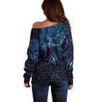 New Zealand New Year-Matariki Off Shoulder Sweater Aotearoa Maori Tattoo Galaxy Sky