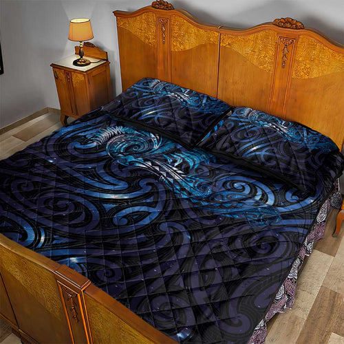 New Zealand New Year-Matariki Quilt Bed Set Aotearoa Maori Tattoo Galaxy Sky