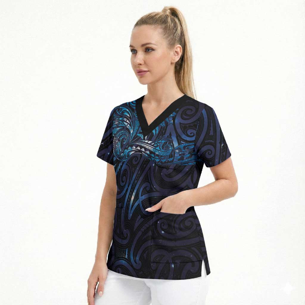 New Zealand New Year-Matariki Scrub Top Aotearoa Maori Tattoo Galaxy Sky