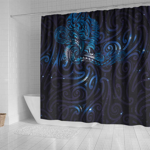 New Zealand New Year-Matariki Shower Curtain Aotearoa Maori Tattoo Galaxy Sky