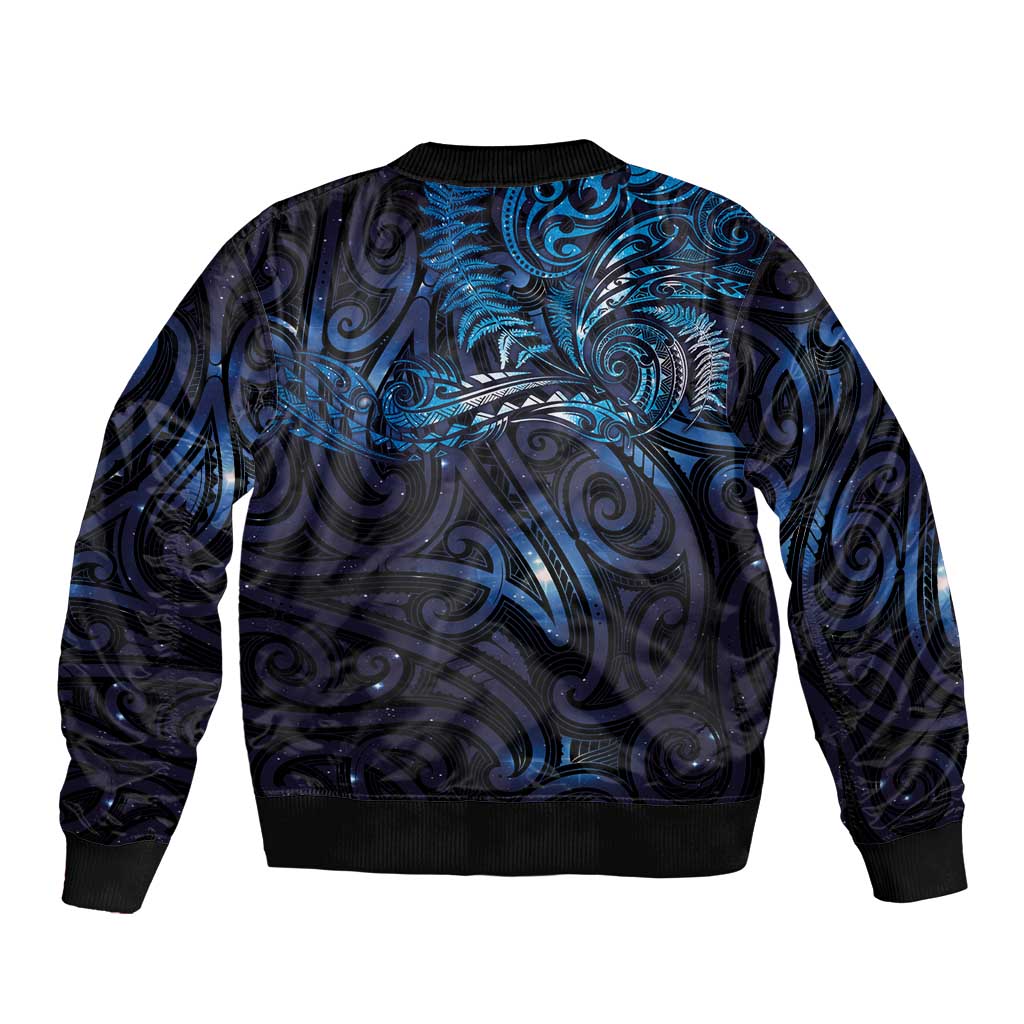 New Zealand New Year-Matariki Sleeve Zip Bomber Jacket Aotearoa Maori Tattoo Galaxy Sky